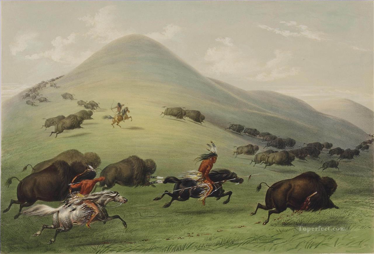 George Catlin Buffalo chassent Far West Peintures à l'huile